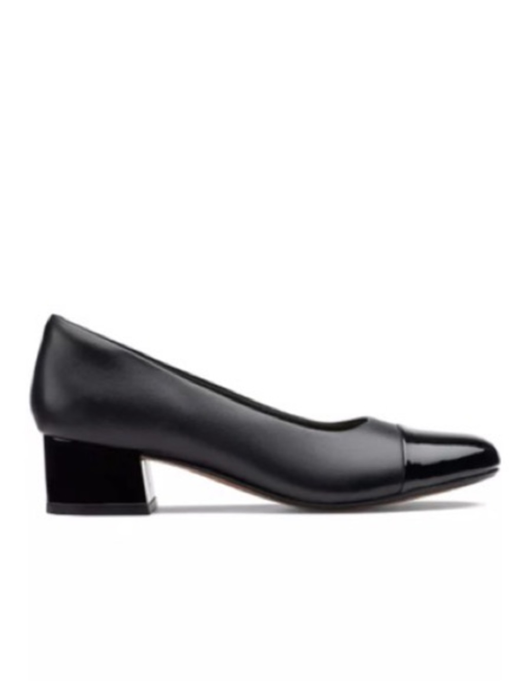 Clarks Women's Marilyn Sara Low Block Heel Pumps w/Patent Cap Toe Size 11.5W NWT